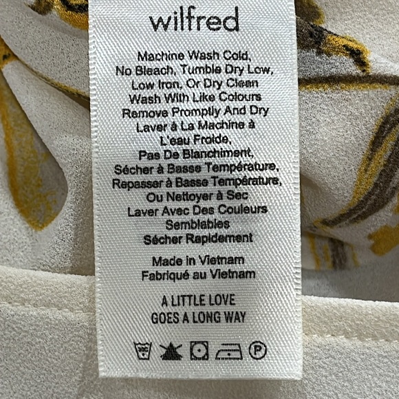 Aritzia Wilfred Reign Blouse Cream Yellow Floral Cropped Long sleeve S - Picture 11 of 12